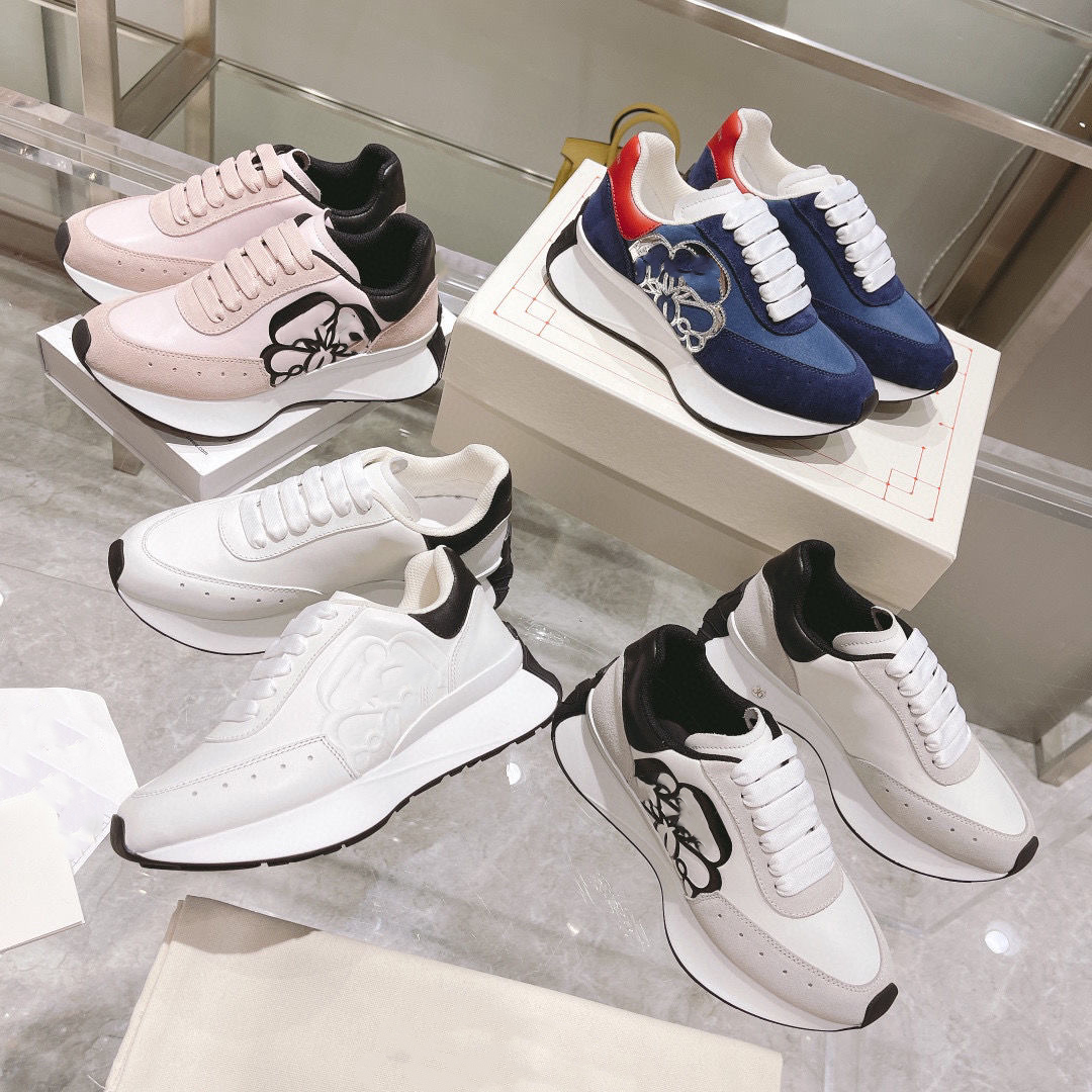 

Designer Men Causal Shoes Fashion Woman Leather Lace Up Platform Sole Sneakers White Black mens womens Luxury velvet Mc suede 35-45, No.6