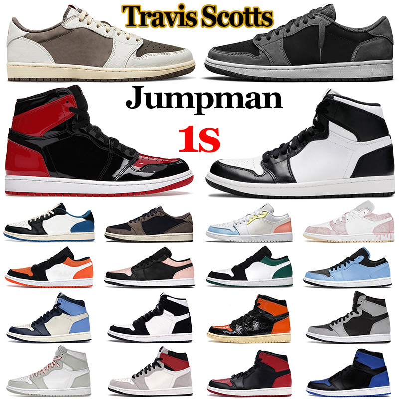 

Jumpman 1 Mens Basketball Shoes 1s Travis Scotts Black Phantom Reverse Mocha Bred Patent University Blue Shadow Chicago Toe Women Men, 36-40 arctic punch