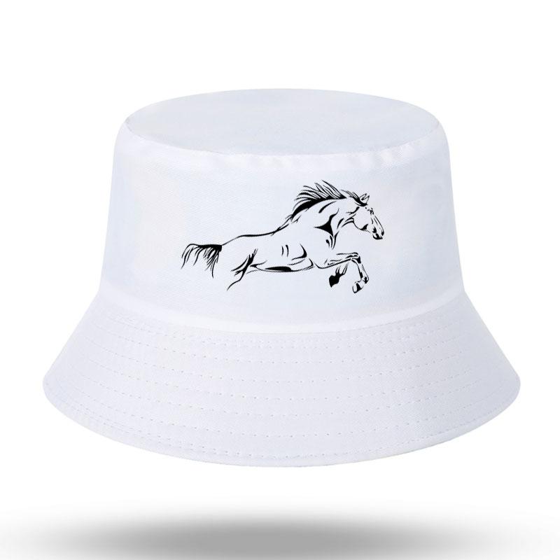 

Berets Summer Running Horse Funny Print Men Women Casual Bucket Hat Outdoor Sunscreen Beach Sun Hiking Fishing CapBerets