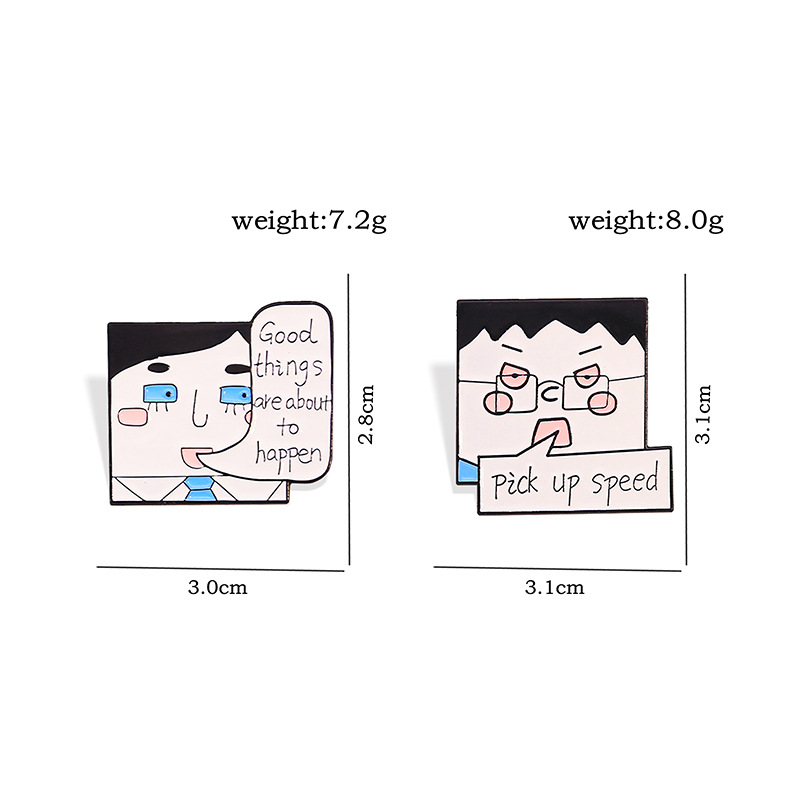 

Cartoon cute square woman expression Brooch dialogue good things always happen Brooch Enamel canvas bag