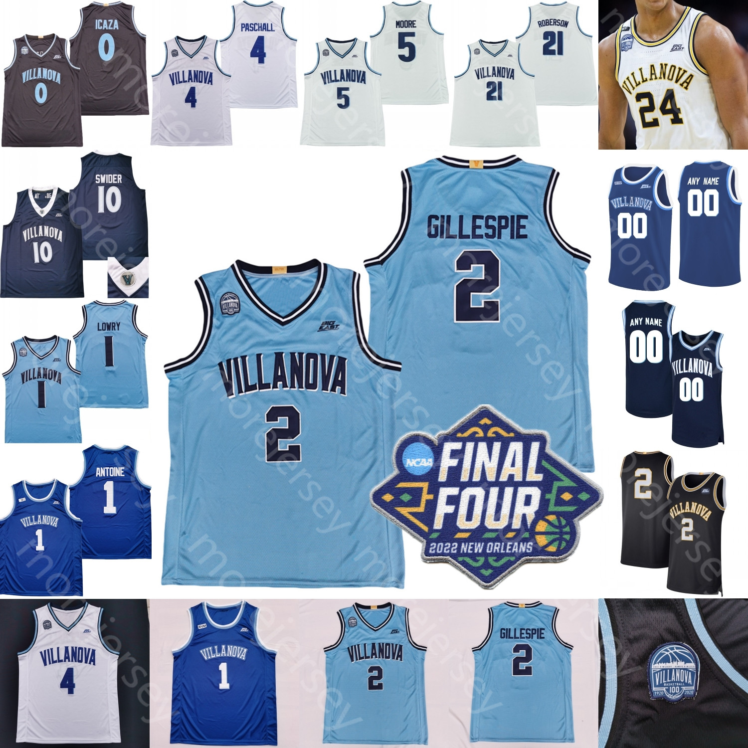 

2022 Final Four 4 Villanova Wildcats Basketball Jersey College Caleb Daniels Eric Dixon Brandon Slater Longino Lowry Gillespie Mark Armstrong Arcidiacono Brizzi, White ii