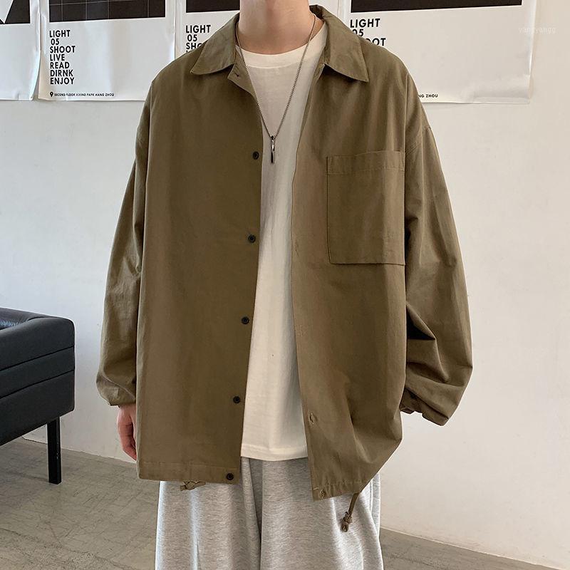 

Men's Casual Shirts 2022 Long Sleeve Pure Color Brand Loose Large Black Fashion Solid Coat Recommend