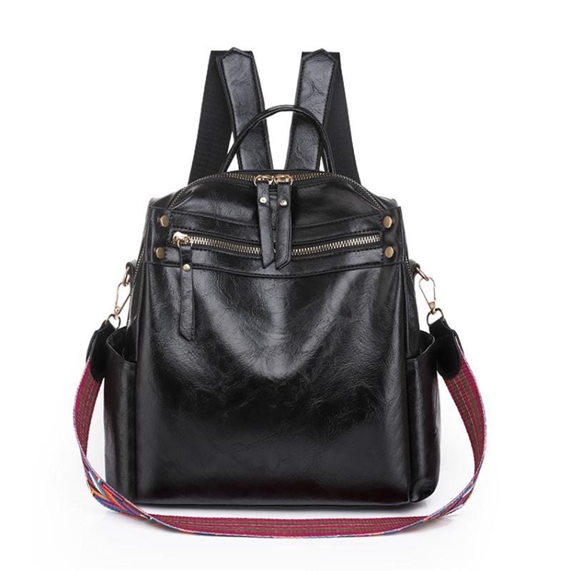 

Backpack Woman Bag Women Leather School Fashion Designer Lady Bags, Black