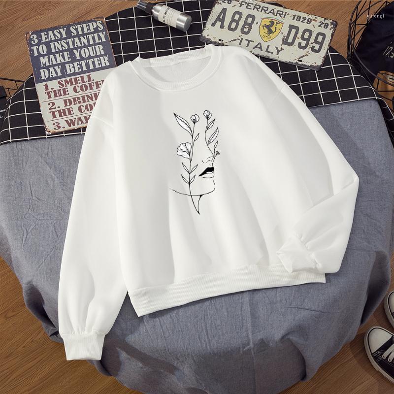 

Women's Hoodies & Sweatshirts Women Aesthetic Art Printed Autumn 2022 Long Sleeve Pullover Crewneck Korean Style Ladies Sudadera Mujer, Purity white