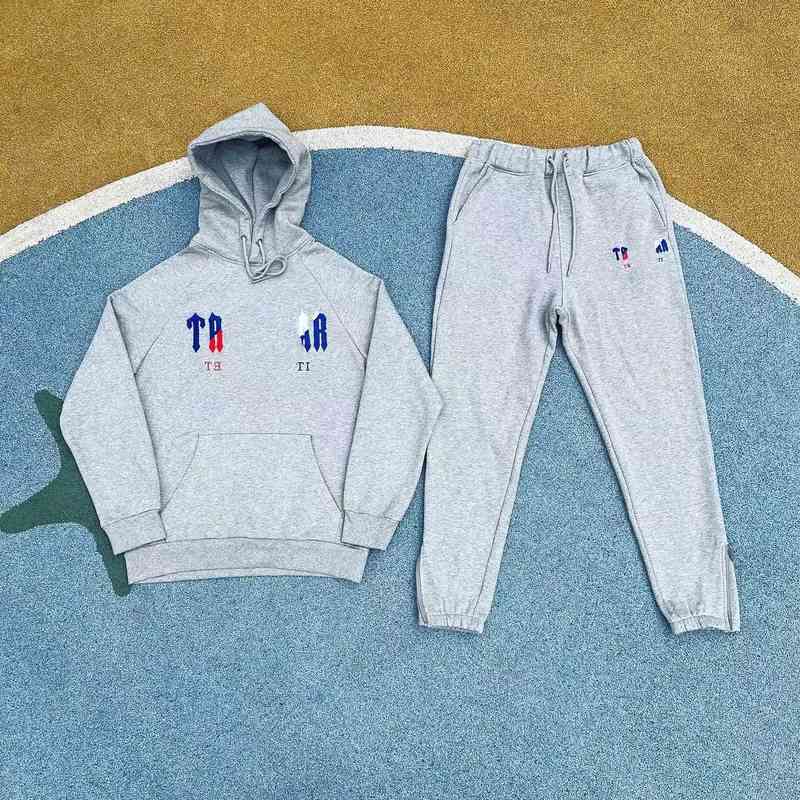 

Trapstar Tracksuit Ts Embroidered Sweater Set for Men and Women Hoodie Pants, Grey (blue and white) hoodie + shorts