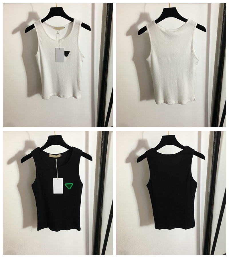 

Slim Fit Womens Vest Summer Chest Triangle Letter Tanks White Black Cotton Tank Tops, White with label#20221119