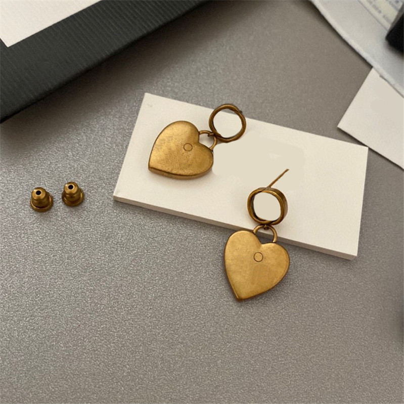 

Retro Love Pendants Earrings Antique Double Letter Charm Studs Personality Brass Danglers Wholesale