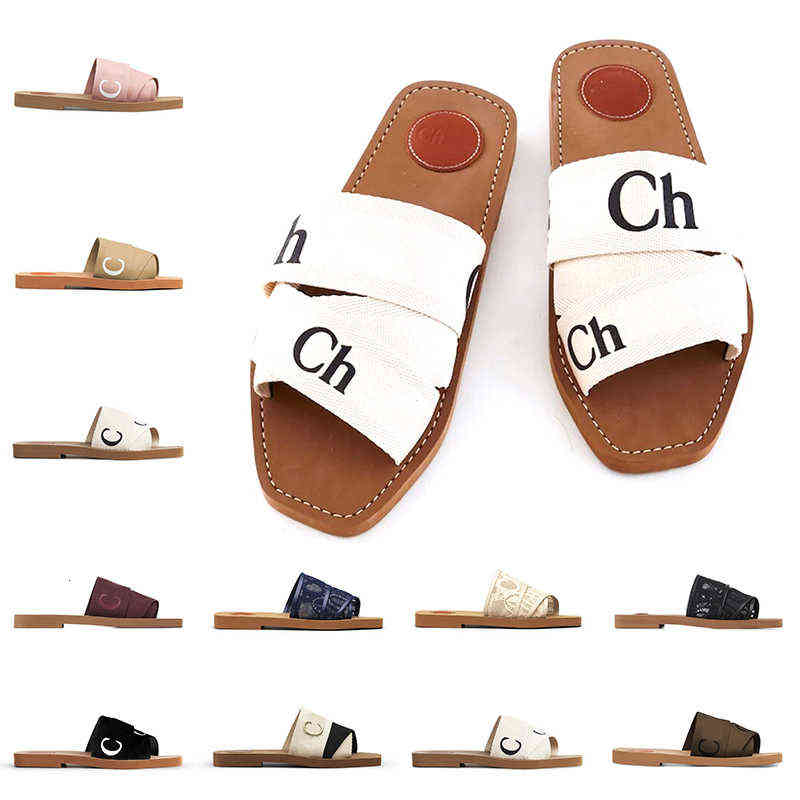 

Women Woody Mules Flat Sandals Slides Designer Canvas Slippers White Black Sail Womens Fashion Outdoor Beach Slipper Shoes 899I, # 1