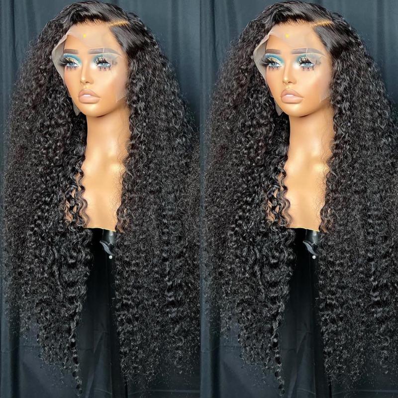 

Lace Wigs Transparent Frontal Wig Curly Human Hair Deep Wave Peruvian Loose Water Front WigsLaceLace, As pic