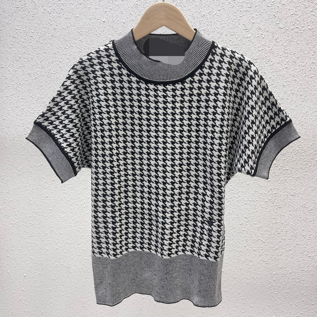

618 2022 Milan Runway Spring Summer Brand Same Style Short Sleeve Women' Crew Neck Stripe White High Quality Womens meiyi, Customize