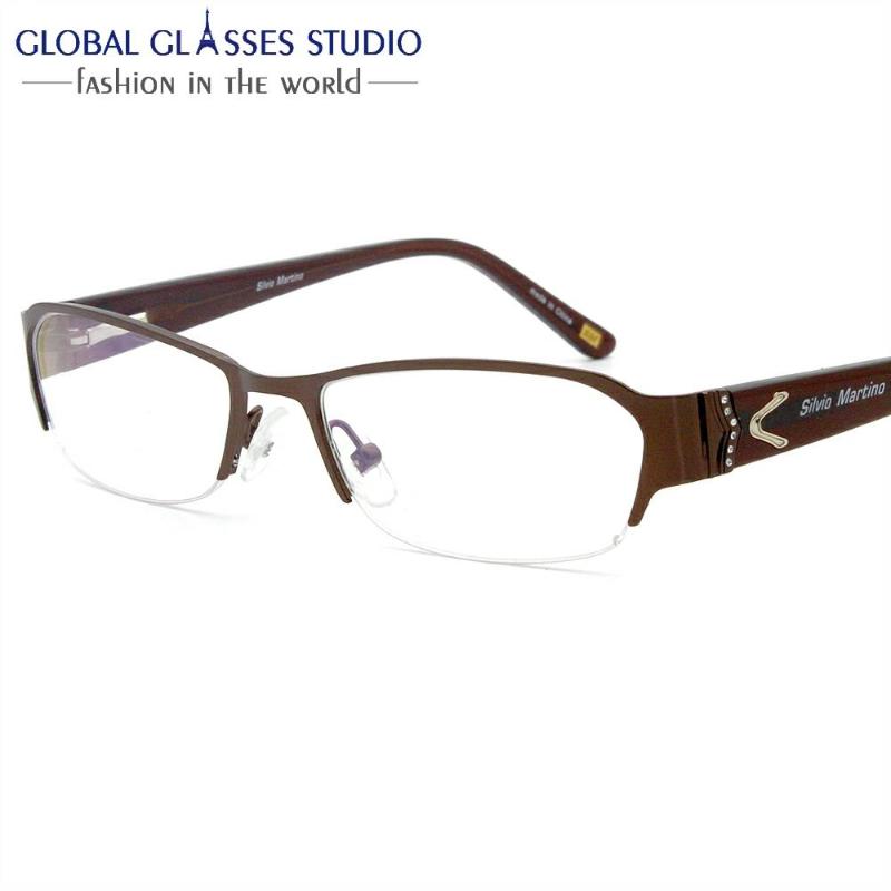 

Fashion Sunglasses Frames Eyewear Lady Metal Frame Half Shiny Eyeglass Brown Gray SM4025