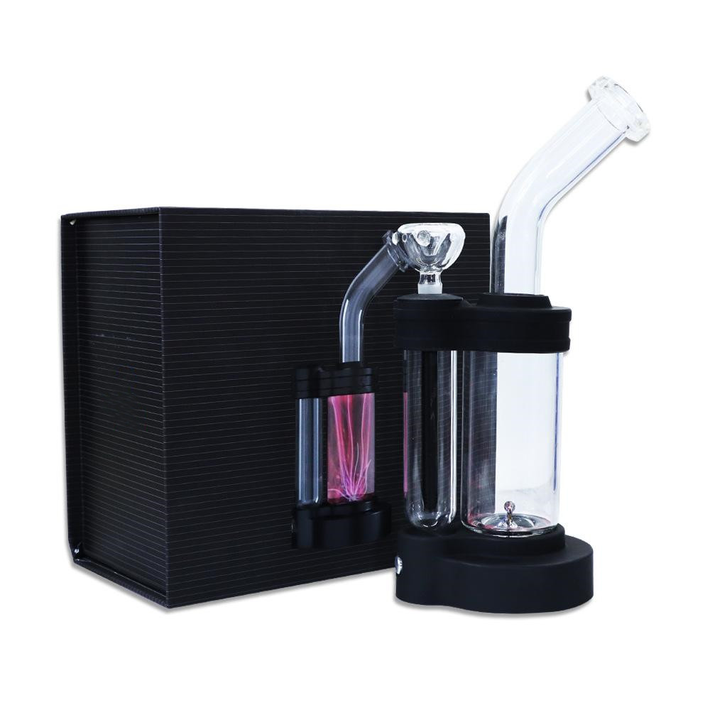 

Newest Plasma Hookah Shisha Set with Gift Box Led Lightning Glowing Glass Bong Portable Glass Water Pipe Smoking Accessories