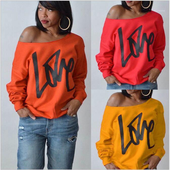 

Sale Fashion Women Hoodies Sweatshirt Female LOVE Letter Printed Long Sleeve Sexy Off The Shoulder Pullovers Jumper, As show