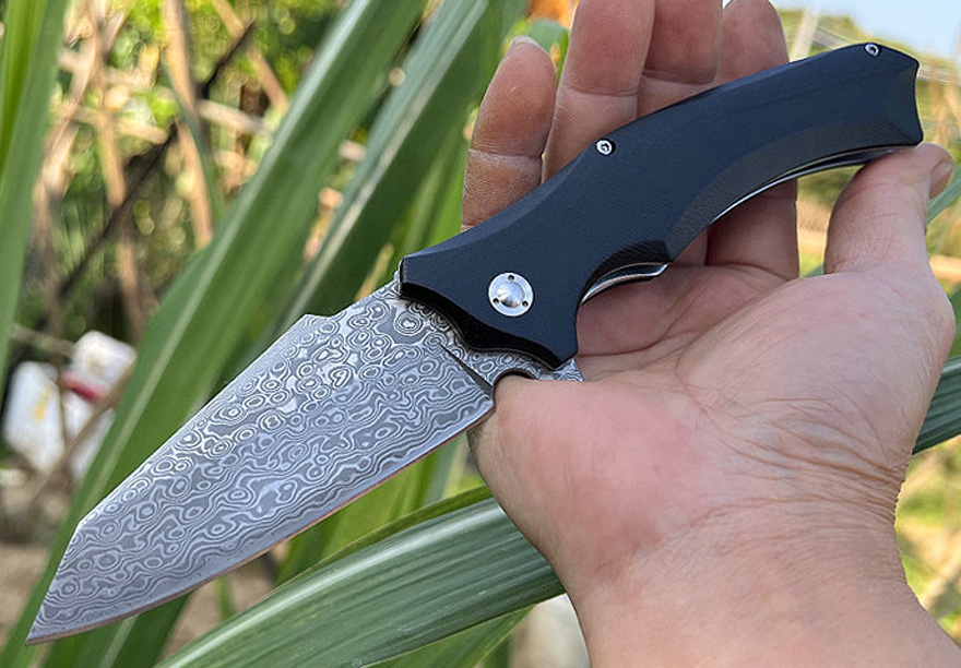 

High End Flipper Folding Knife VG10 Damascus Steel Blade CNC G10 Handle Ball Bearing Fast Open EDC Pocket Knives