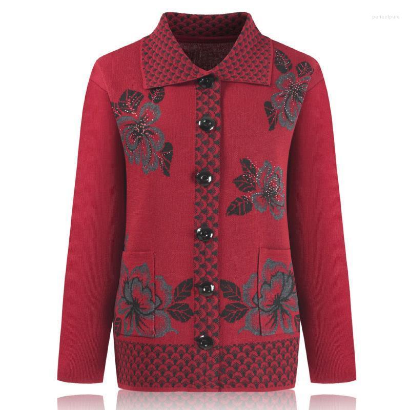 

Women's Knits & Tees Middle-aged And Old Women Sweater Cardigan Spring Autumn Loose Knitwear Tops Big Size Grandma Knitted Coat 1797 Perf22, Green