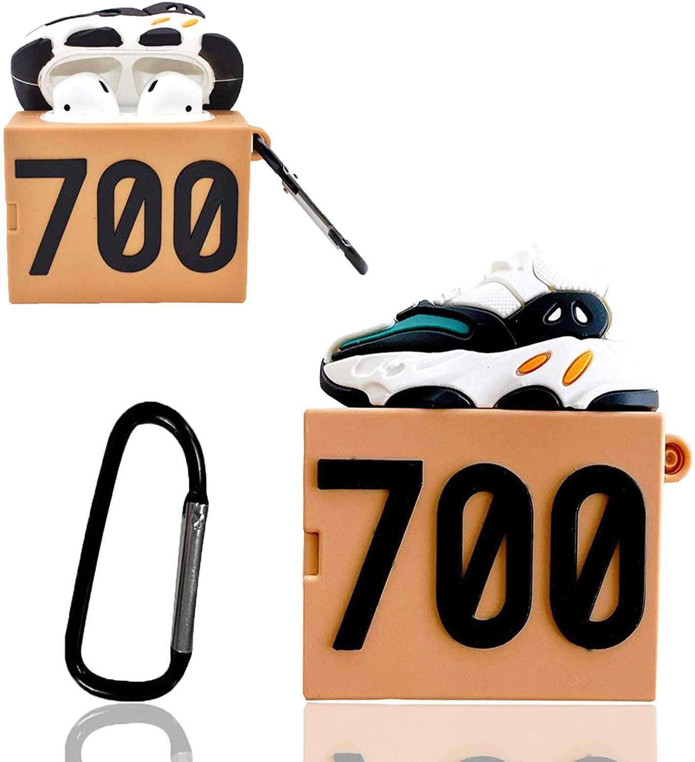 AirPods 21 cas, boîtier de chaussures de silicone 700 Boîte à chaussures Compatible pour boîtier AirPods, Airpods à la noix de coco à l'encontre,
