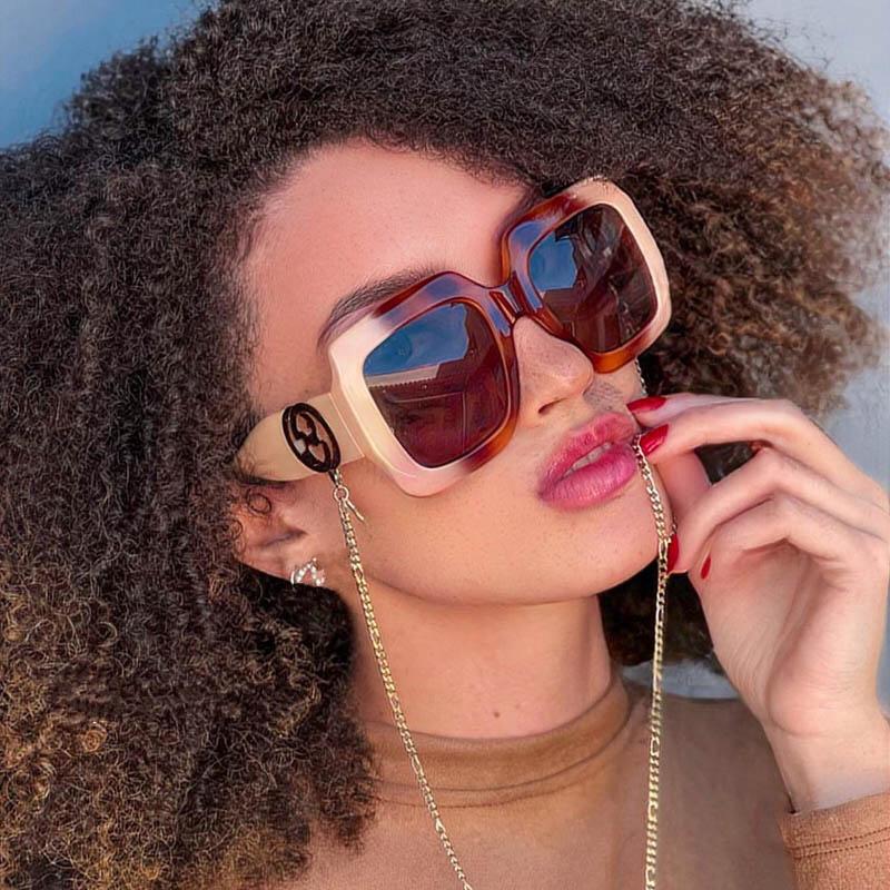

Sunglasses Celebrity Luxury Women Large Square 2022 Brand Oversized Shades Eyewear Female Beige Brown Sun Glasses Men OculosSunglasses