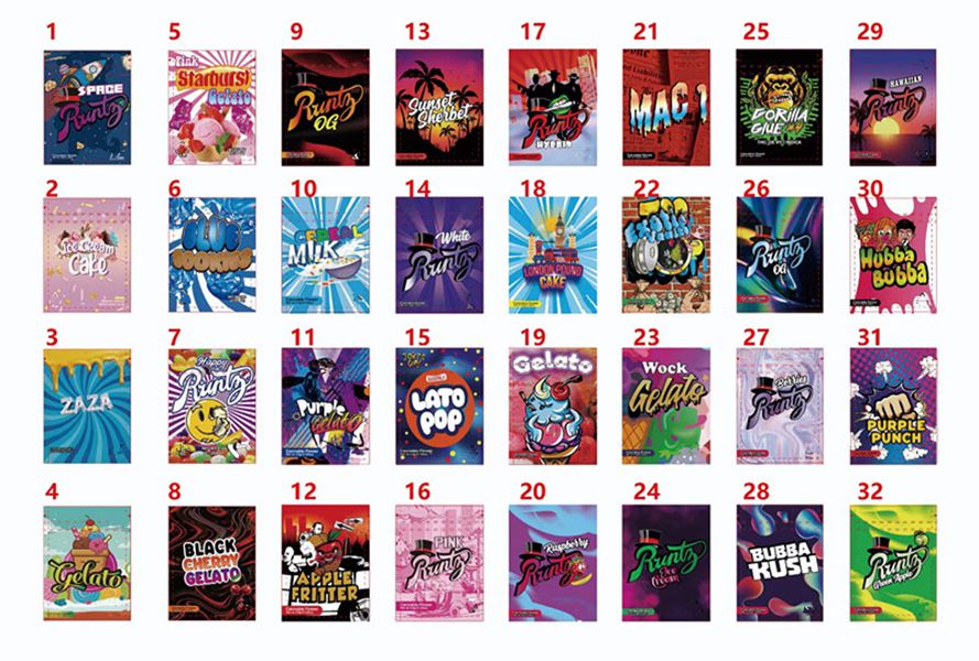 

3.5G Runtz Mylar Bags JOKE'S UP Gelato MAC 1 GUMBO Bushwock Atlanta Piragua Gumbo bag Dry Herb Flower Packaging package