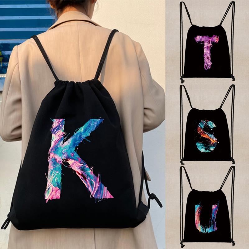 

Backpack Cloth Bags,Gym Bag Drawstring Canvas Backpack,Swimming Bag,teenager Shoulder Storage Bags,Eco Shoppers Paint Print Travel Bags, Pure color