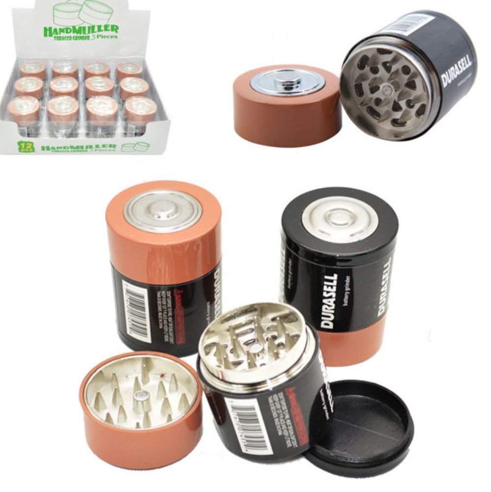 

Battery shape Grinding Tools Smoking Grinder Slicer Shredder 3 Layers Diameter 44 mm zinc alloy Herb Grinders Tobacco Spice Crusher