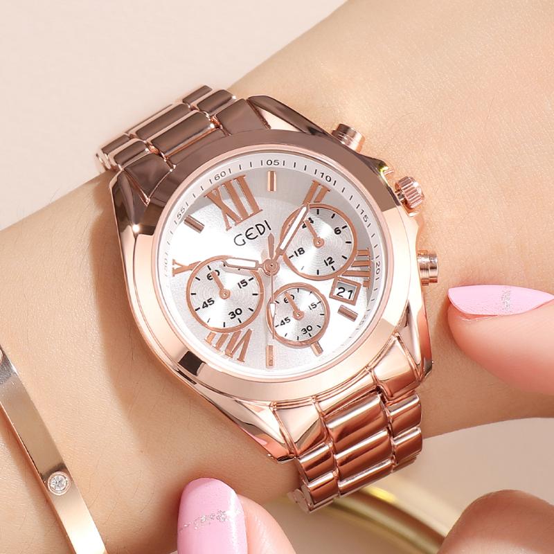 

Wristwatches Relogio Feminino GEDI Luxury Rose Gold Women Watch Fashion Bracelet Ladies Wristwatch Casual Quartz Girl GiftWristwatches Wrist, Silver