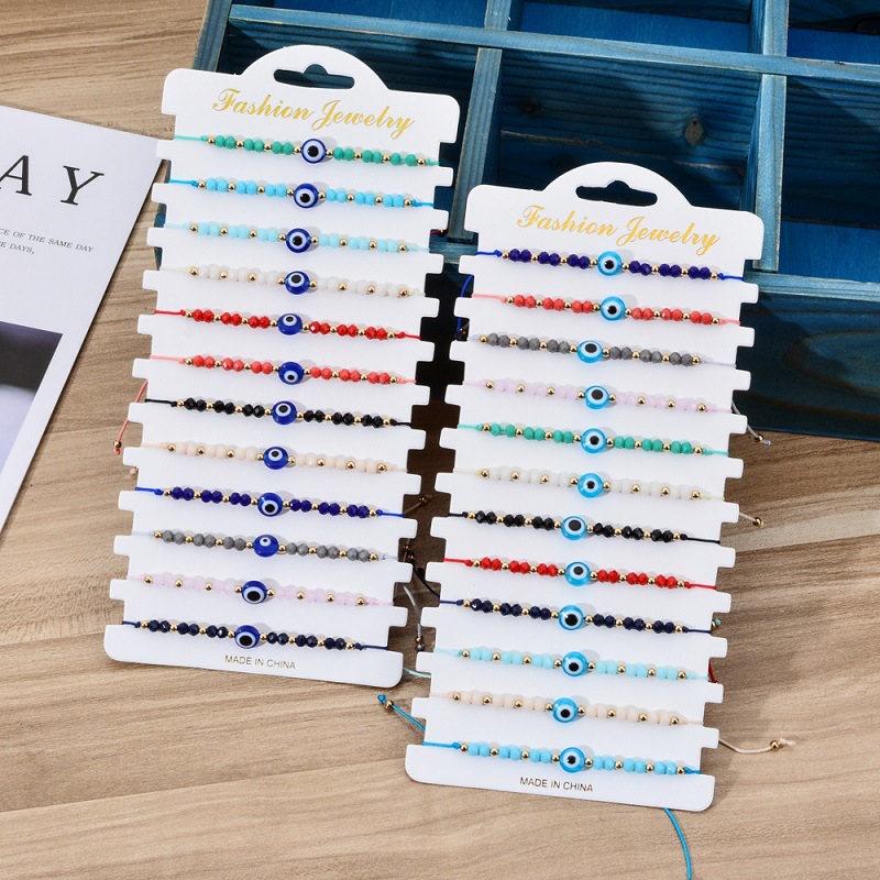 Turkey Blue Evil Eye Bracelet Women Handmade Rope Chain Crystal Beads Bracelets Girl Party Jewelry Gift-image-784106997
