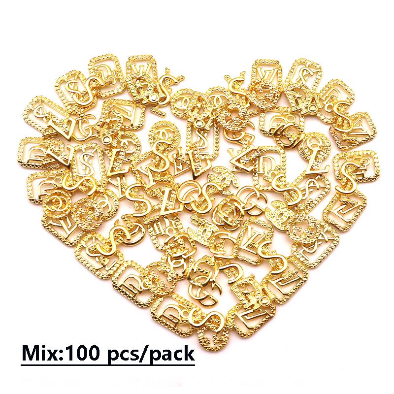 

Nail Art Decorations Mix 100 Pcs Metal Manicure Decoration Charm Golden Silver Alloy Jewelry Variety Of Styles Random Mixed AccessoriesNail