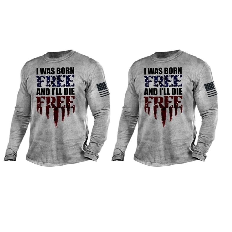 

Men's T-Shirts Casual Men Long Sleeve Round Neck Digital Printing Pullover Sports Gym Muscle Slim Tops T Shirts L5YBMen's, As pic