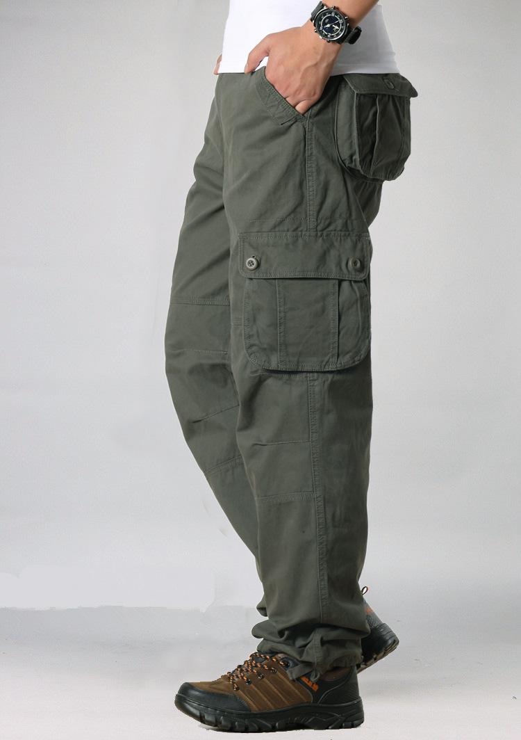 

Men's Pants Men's Casual Trousers Fashion Menswear Cargo Overalls Multiple Pockets Mens Men Trouser Baggy Pant 42 44Men's, Black