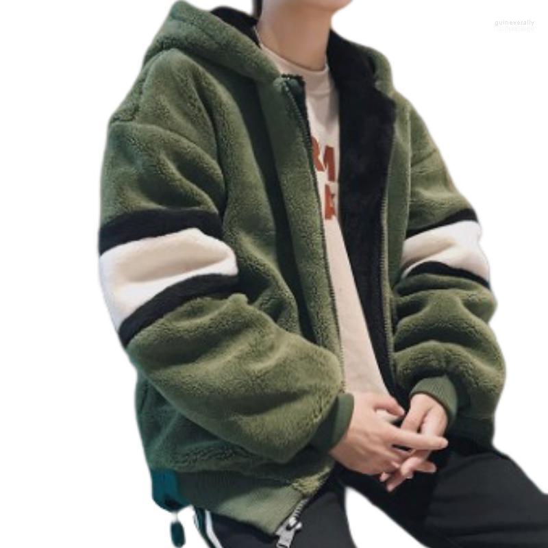 

Men's Down & Parkas 2022 Plush Jacket Male Winter Students Handsome Loose Trend Wild Cotton Lamb Thick Clothes Teen Casual WinterJackets1 Gu, Black