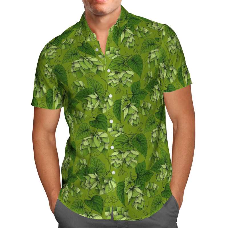 

Men's Casual Shirts Green 3D Print Beach Hawaiian 2022 Summer Shirt Short Sleeve Streetwear Oversized 5XL Camisa Social Chemise Homme-, White;black