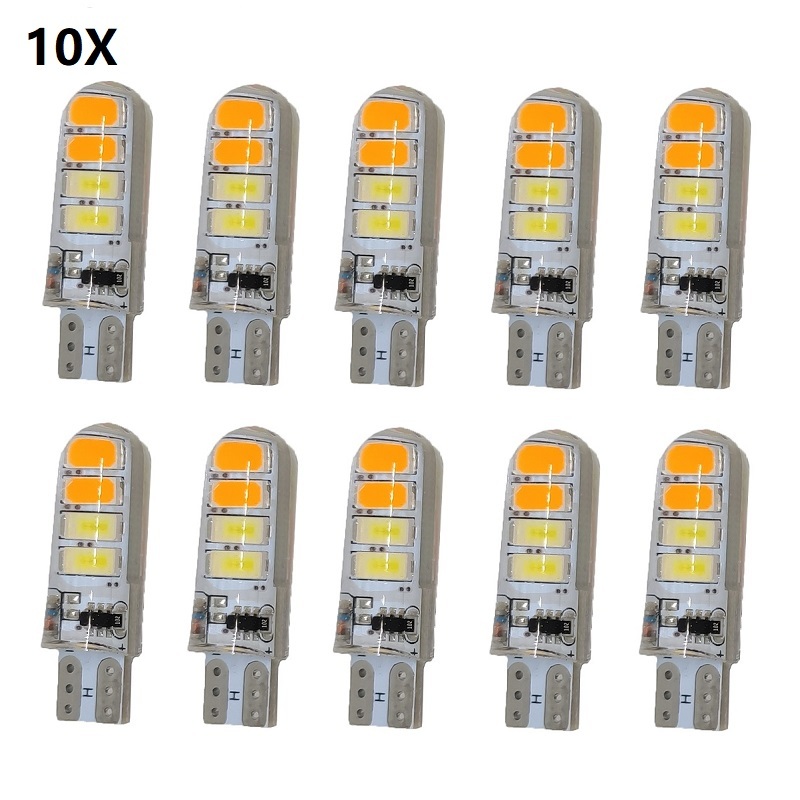 

New 10X T10 Strobe Flashing 194 W5W 8Led 5630SMD T10 Led Lasting Shine Auto Strobe Flash Car light bulbs dual color white yellow