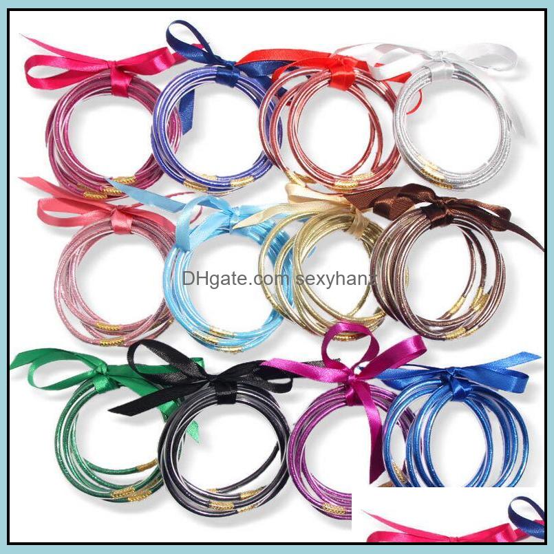 

Jelly Glow Bracelets Jewelry Fashion Trend All Weather Jelly Glitter Bangles Set Filled Sile Summer For Women Girls Drop Delivery 2021 Pdb
