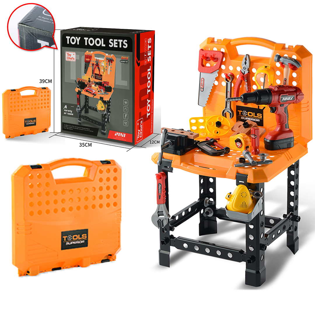 Pretend Play Workbench Toy Tool Set 82 Pieces Construction Kit Outdoor Travel Preschool Gift For Kids Boys Girls-image-778299508