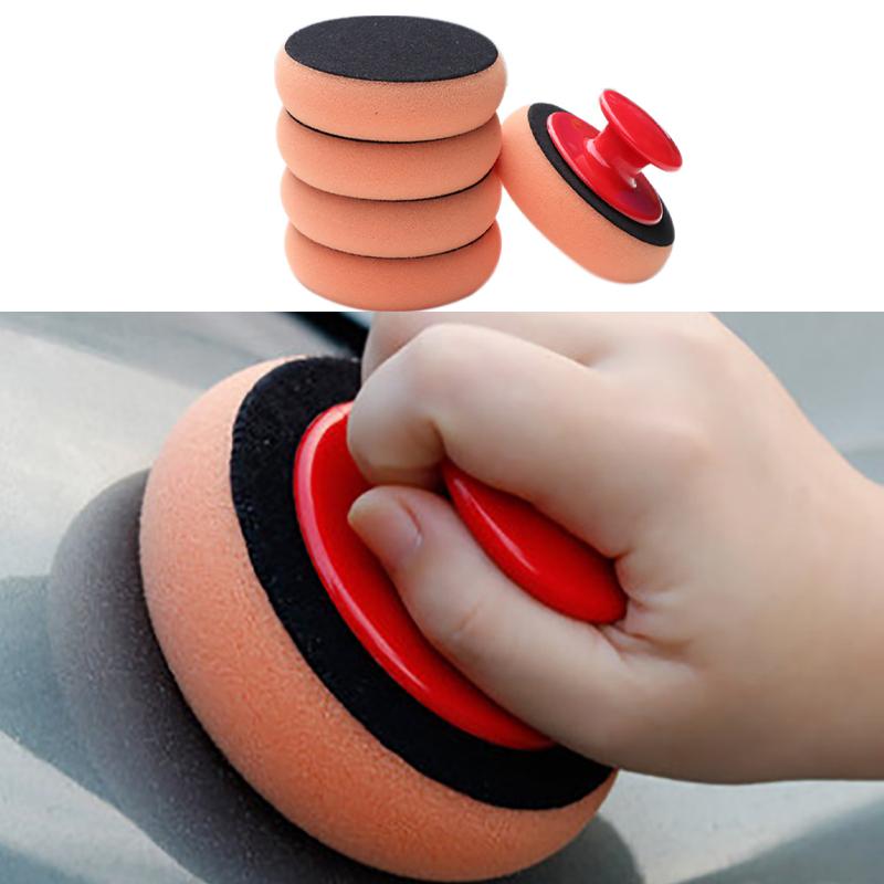 Car Sponge 6Pcs Wash Wax Polish Pad With Handle Cleaning Applicator Cloth Microfiber Clean Tools Auto External AccessoriesCar
