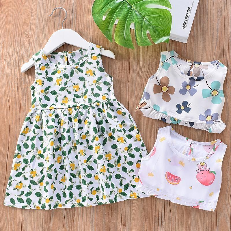 

Girl's Dresses Fashion Casual Brand Floral Dress For Kids Girls Clothes Summer Sleeveless Clothing Printing Cute Baby Girls' PrincessGir, Dxqz