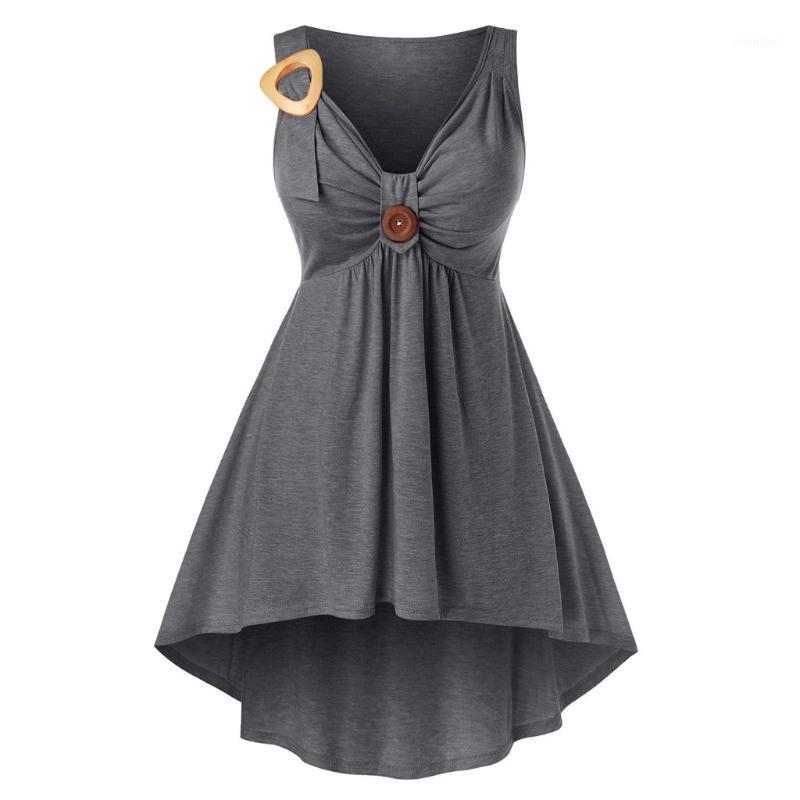 

Women's Blouses & Shirts Fashion Pleated Tunic Blouse Sexy V-Neck Shirt Plus Size Tops Casual Summer Ladies Female Women Sleeveless Blusas, Green