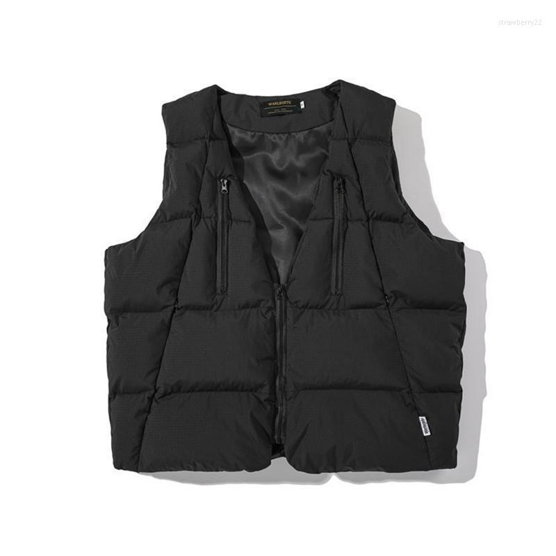 

Men's Vests Backstrom 2022 Winter Jacket Japanese Retro Loose Zipper Pocket Cotton Vest Stra22, Black