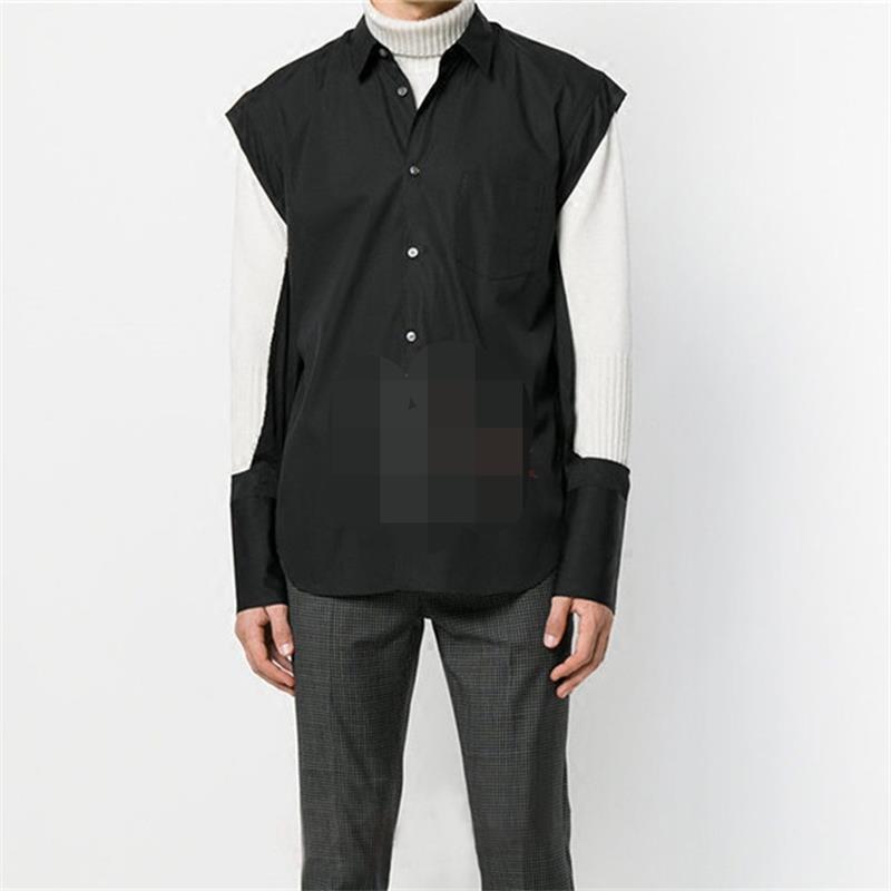 

Men' Casual Shirts Men' Cardigan Shirt Youth Fashion Trend Close Fitting Barber Loose Personality Bottoming ShirtMen, Black