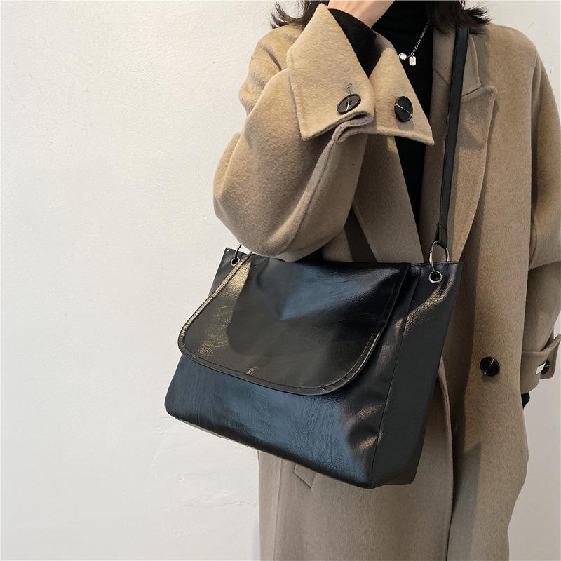 

Evening Bags Bag Female 2022 Trendy Korean Version Of Simple And Versatile Retro One-shoulder College Student Class Messenger, Black