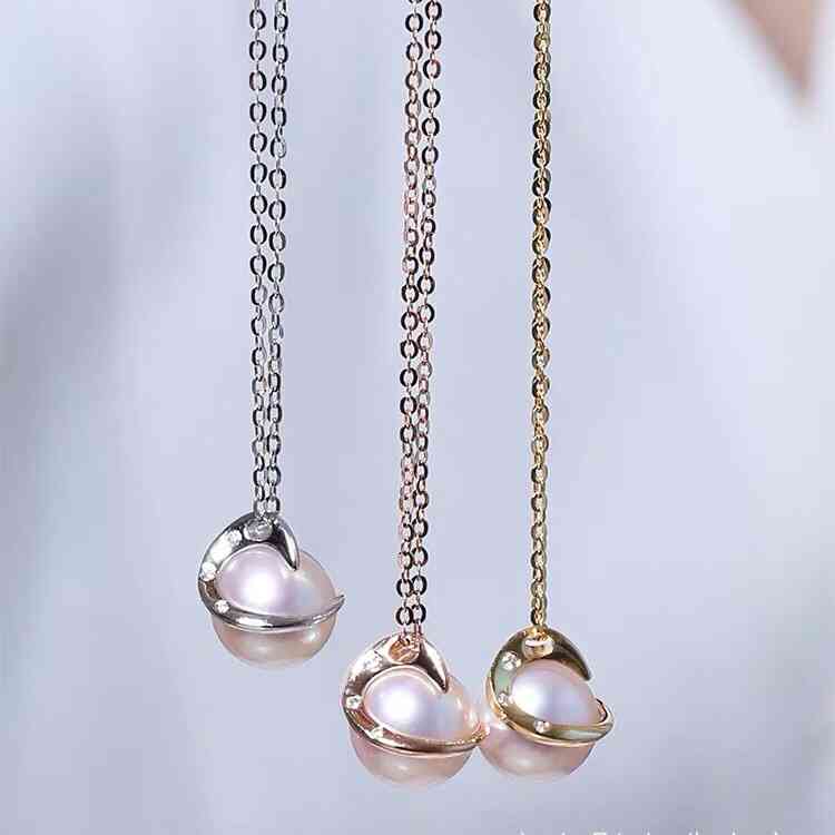 

designer Compare with the original CDIY accessories S925 Sterling Silver K gold craft design sense of simplicity planet pearl pendant semi-finished empty support