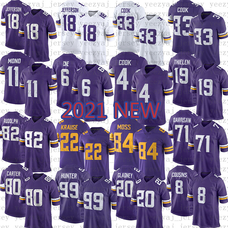 

Justin Jefferson Football Jersey Dalvin Cook Adam Thielen Lewis Cine Kirk Cousins Danielle Hunter Kellen Mond Za'Darius Smith Vikings''Harrison Smith Moss, Youth(size:s-xl)wjr