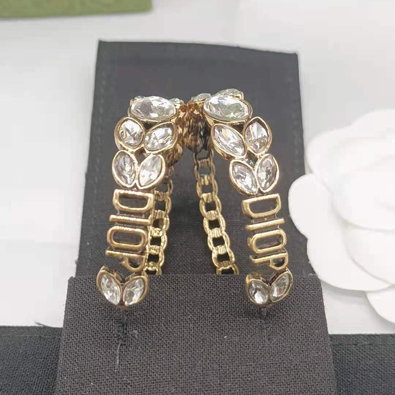 

Simple 18K Gold Plated 925 Silver Luxury Letters Stud Brand Designers Geometric Famous Women Round Crystal Rhinestone Pearl Earring Wedding Party Jewelry 1-20Style