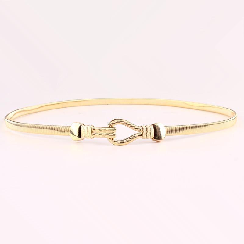

Belts 2022 Luxury Elastic Metal Waist Female Fashion Gold Chain Thin Belt Waistband Ladies Cute Buckle For Dress, Black
