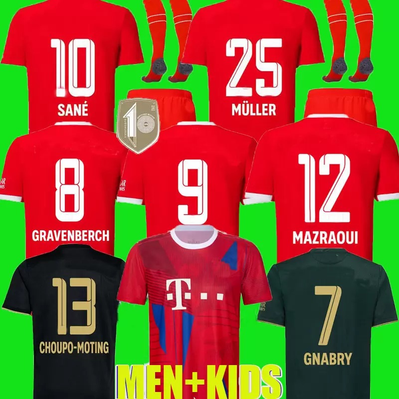 

2022 2023 Bayern 10TH LEWANDOWSKI soccer jerseys SANE GORETZKA COMAN MULLER DAVIES BAYERN KIMMICH football shirts Men Kids kit uniforms Munchen Munich tops new, 22 23 home patch