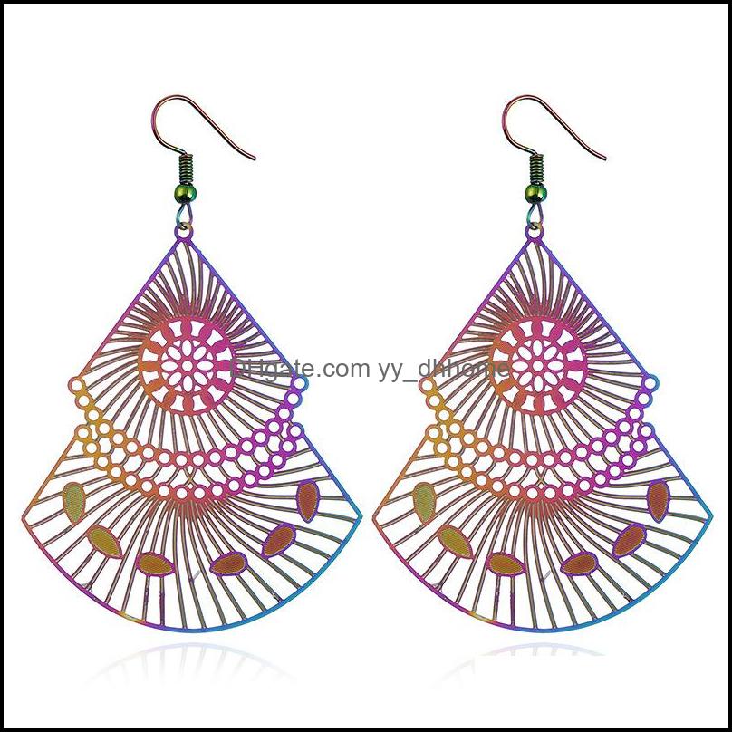 

Dangle Chandelier Earrings Jewelry Gold Drop For Women Girl Dazzle Color Hollow Stainless Steel And Fashion Wholesale - Delivery 2021 Vlrq