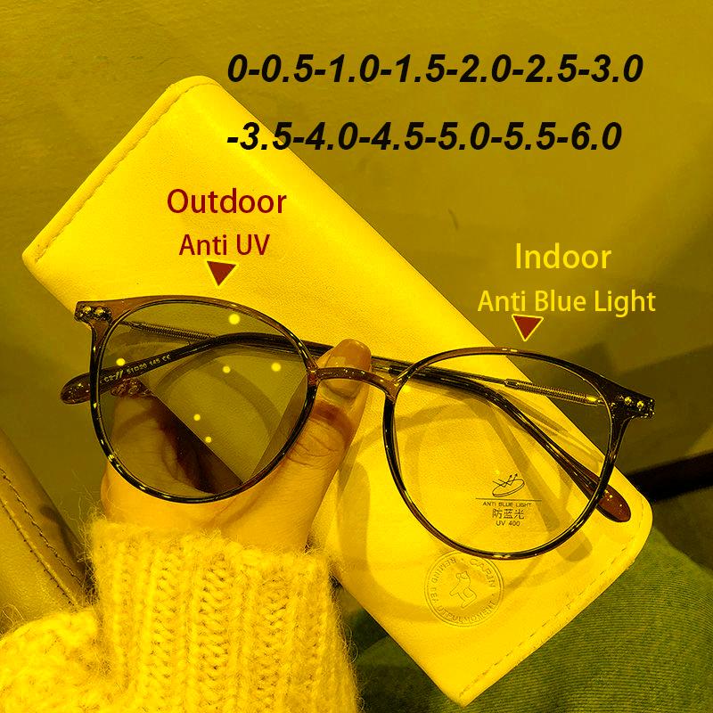 

Sunglasses Anti-Blue Light Finished Myopia Glasses Women Men Nearsighted Prescription Eyeglasse Minus Diopters 0 To -6.0Sunglasses