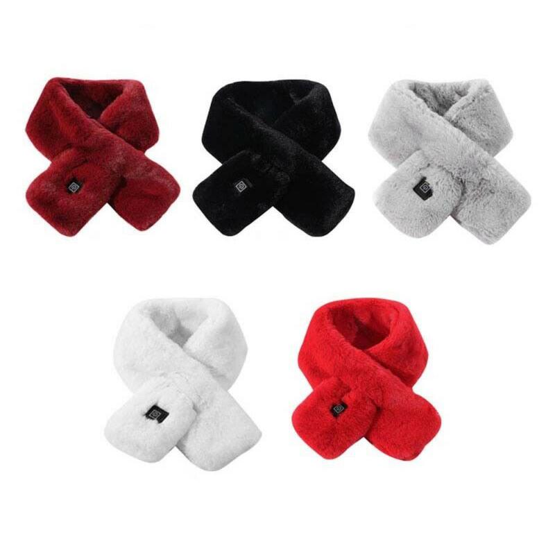 

Bandanas Electric Heating Scarf Men Women Imitation Fur USB Heated Shawl Solid Color Winter Warm No Power Bank