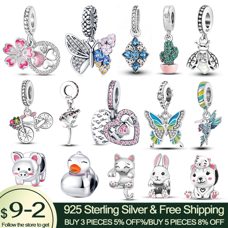 925 Perles de charme en argent enrôle Blue Butterfly Animal Perle Fit Charms Bracelet Bijoux DIY ACCESSOIRES