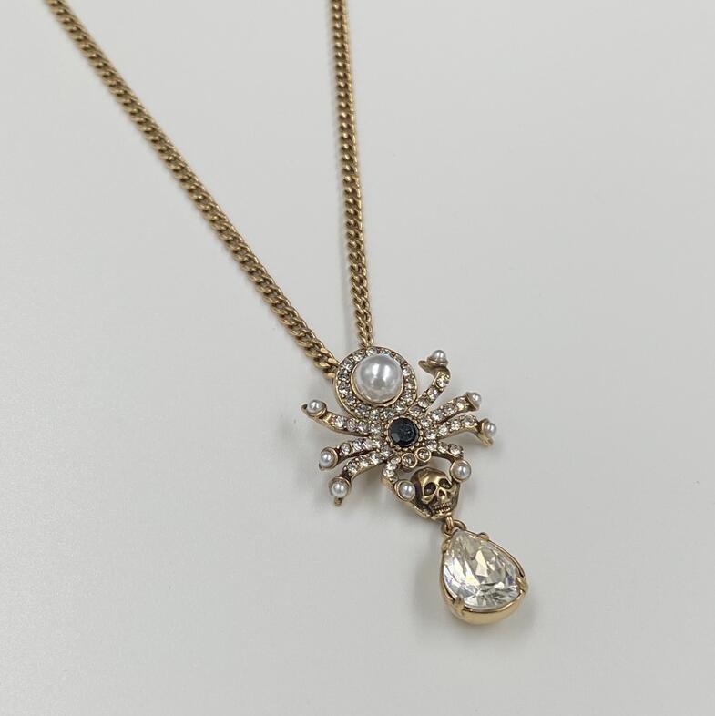 New designed Skulls Spider pendants women's Necklace ladies Vintage Brass Necklaces earring Designer Jewelry 035